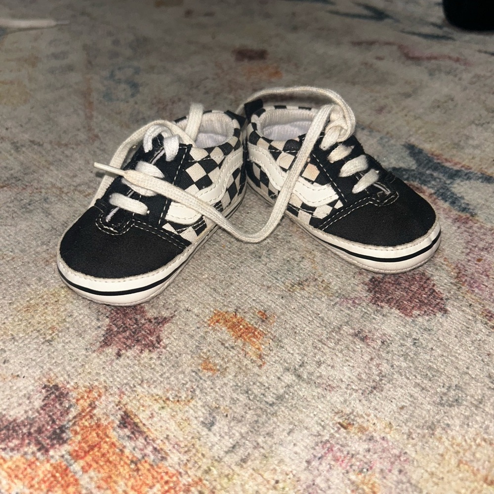 Kids Black and White Checkered Sneakers